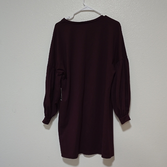 Express Red Sheath Dress with V-Neck and Bishop Sleeves - Picture 6 of 6